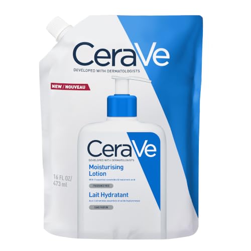 CeraVe Moisturising Lotion Refill With Hyaluronic Acid and 3 Essential Ceramides for Dry to Very Dry Skin, Face & Body Lotion, Lightweight, Fast-Absorbing, Dermatologist Developed, 473 ml - Damaged Box