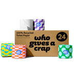 Who Gives A Crap Toilet Paper - 100% Recycled 3-Ply 400 Sheets - Box of 24 Rolls Sustainable Soft Strong - New