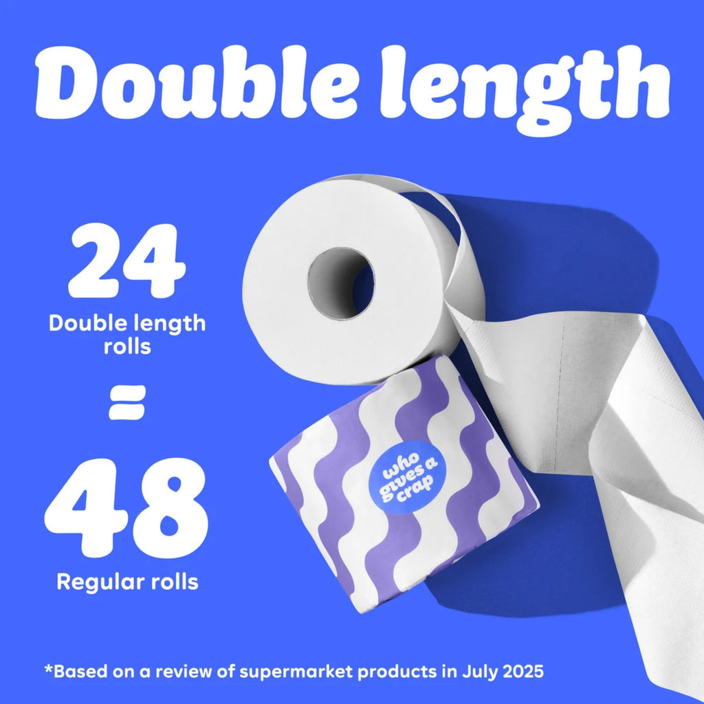 Who Gives A Crap Toilet Paper - 100% Recycled 3-Ply 400 Sheets - Box of 24 Rolls Sustainable Soft Strong - New