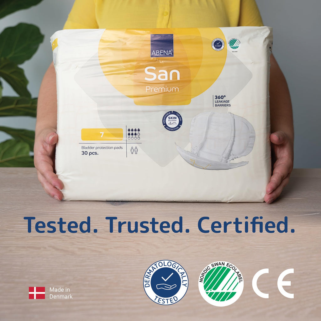 ABENA San Premium Incontinence Pads - Shaped Absorbent Pads - 2100ml - Size 7 - 30 Pack - Breathable Discreet Protection - Damaged Box