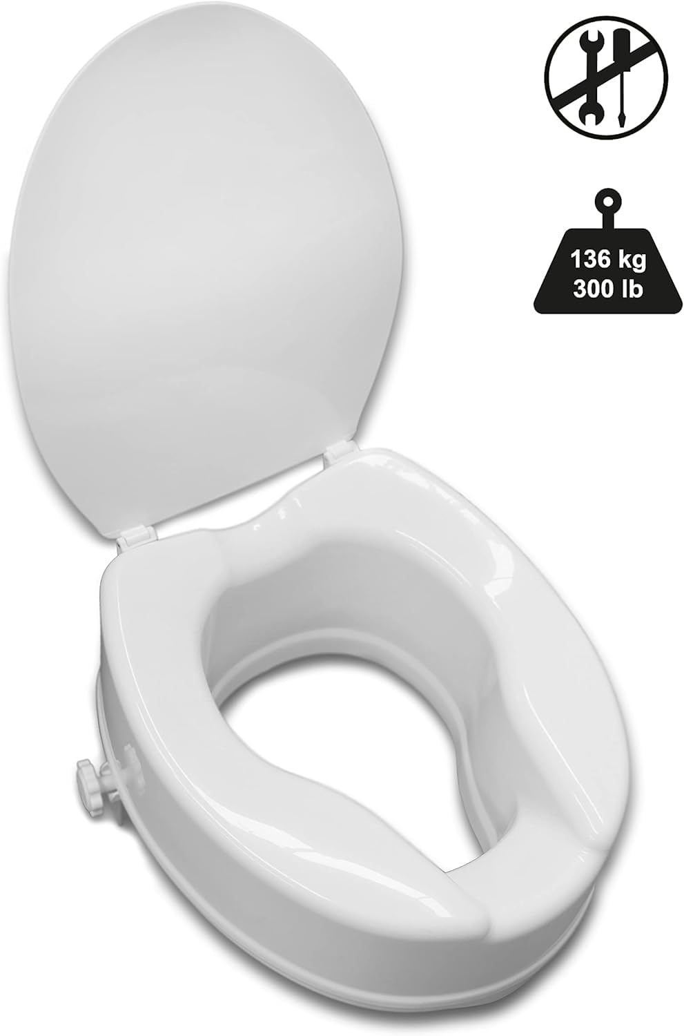 PEPE Mobility Raised Toilet Seat with Lid - Riser Booster Extension for Disabled & Elderly - Toilet Aid - New