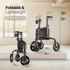 Helavo 3 Wheel Walker Tri-Walker Double Front Wheel Narrow Mobility Aid for Seniors - Damaged Box