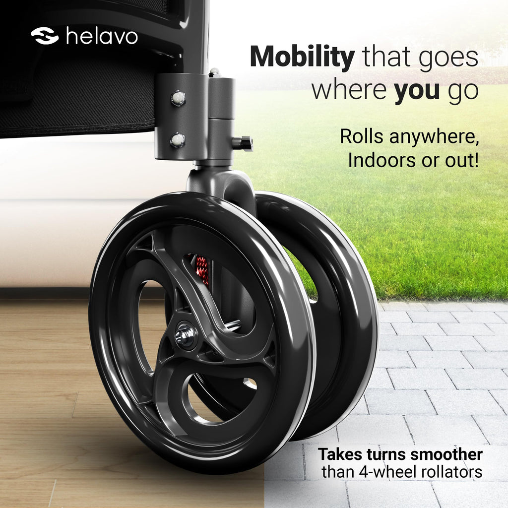 Helavo 3 Wheel Walker Tri-Walker Double Front Wheel Narrow Mobility Aid for Seniors - Damaged Box