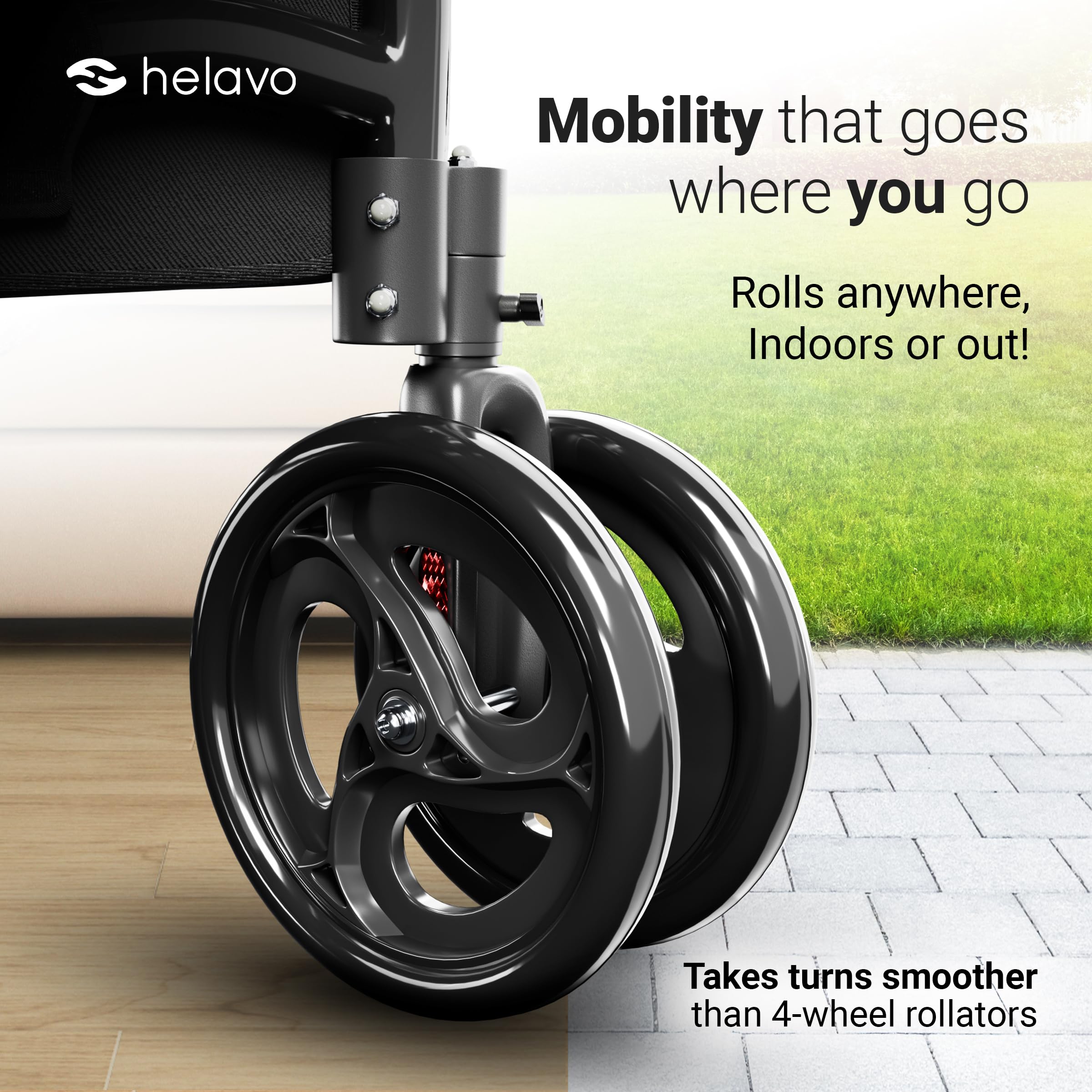 Helavo 3 Wheel Walker Tri-Walker Double Front Wheel Narrow Mobility Aid for Seniors - Damaged Box