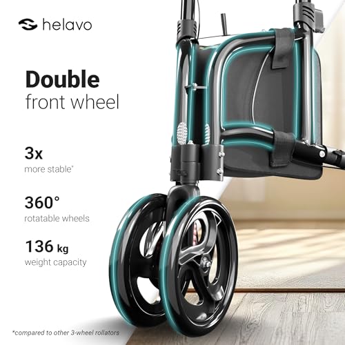 Helavo 3 Wheel Walker Tri-Walker Double Front Wheel Narrow Mobility Aid for Seniors - Damaged Box