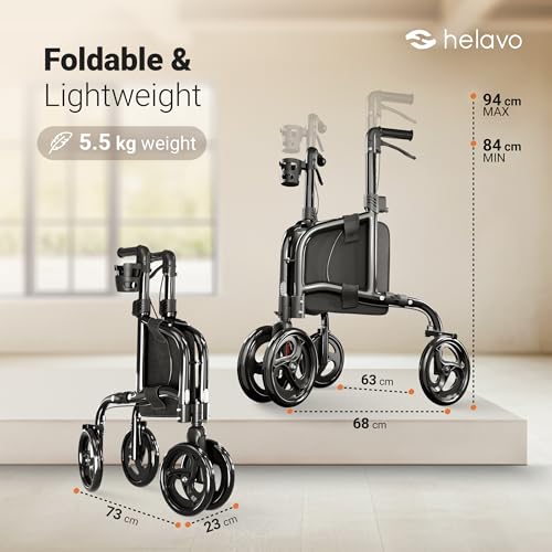 Helavo 3 Wheel Walker Tri-Walker Double Front Wheel Narrow Mobility Aid for Seniors - Damaged Box