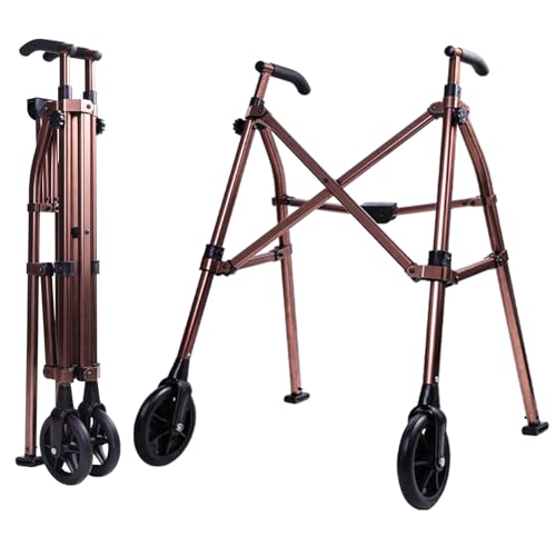 Lefeke Folding Walking Frame with Wheels - Adjustable Lightweight Mobility Walker for Elderly Seniors Disabled - Glide Skids - New