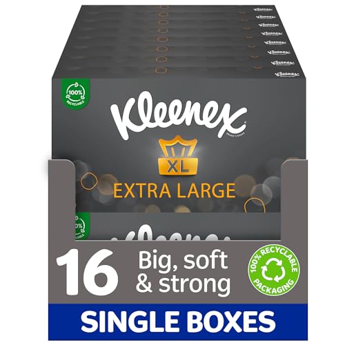 Kleenex Extra Large Facial Tissues - 16 Tissue Boxes - Soft Strong Extra Big Bulk Pack - New