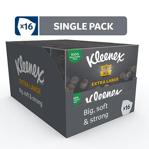 Kleenex Extra Large Facial Tissues - 16 Tissue Boxes - Soft Strong Extra Big Bulk Pack - New