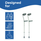 Days Double Adjustable Crutches for Adults, Comfort Handle, Lightweight Mobility Aid, Handle to Ground Height 66 cm-94 cm - New