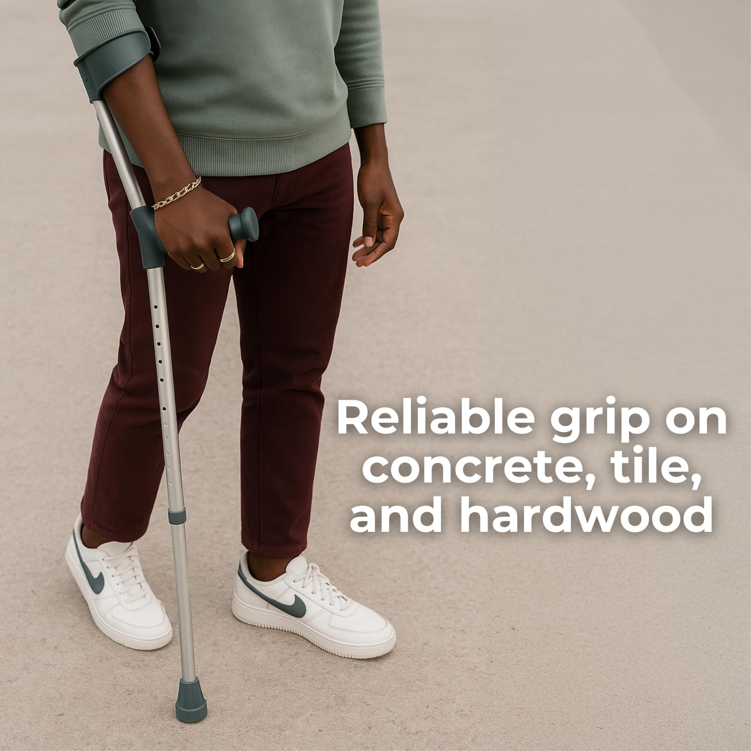 Days Double Adjustable Crutches for Adults, Comfort Handle, Lightweight Mobility Aid, Handle to Ground Height 66 cm-94 cm - New
