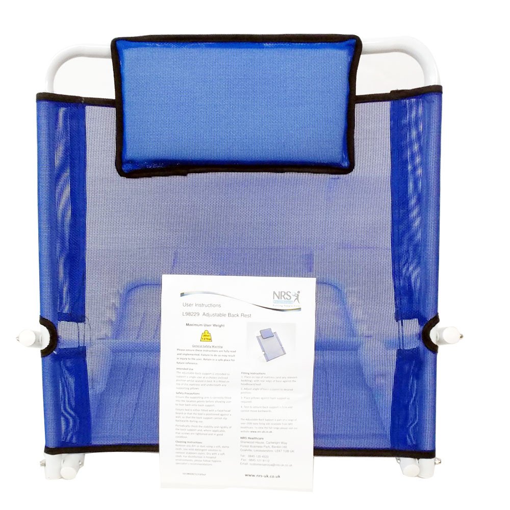 NRS Healthcare Adjustable Angle Back Rest - Blue - Pack of 1 - L98229 - Bed Support Cushion Aid - New