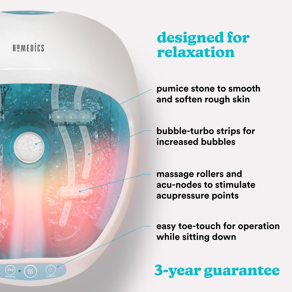 Homedics Foot Spa Massager - Vibration Rollers, Keep Warm Function, Home Pedicure, Relaxation, Soothing Foot Bath - Good