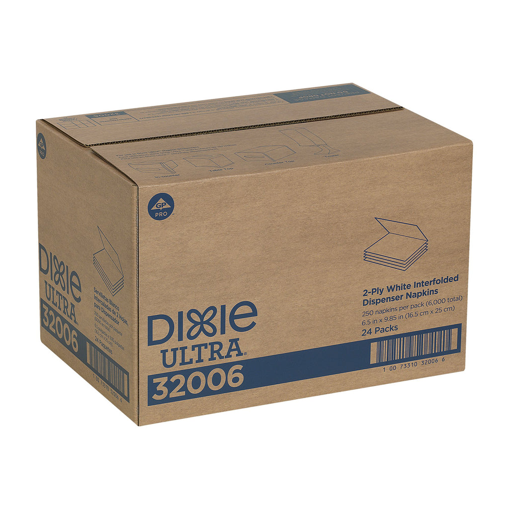 Georgia-Pacific Dixie Ultra Interfold 2-Ply Napkin Dispenser Refill White 24 Packs Case 6000 Napkins - New