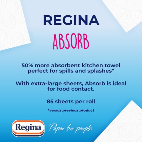 Regina Absorb Plus Kitchen Roll - 8 Rolls - 2-Ply Household Towel - Damaged Box