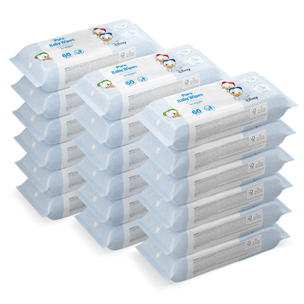 Amazon Disney Baby Wipes 99% Water - Unscented 1080 Wipes - 18 x 60 Pack - Damaged Box