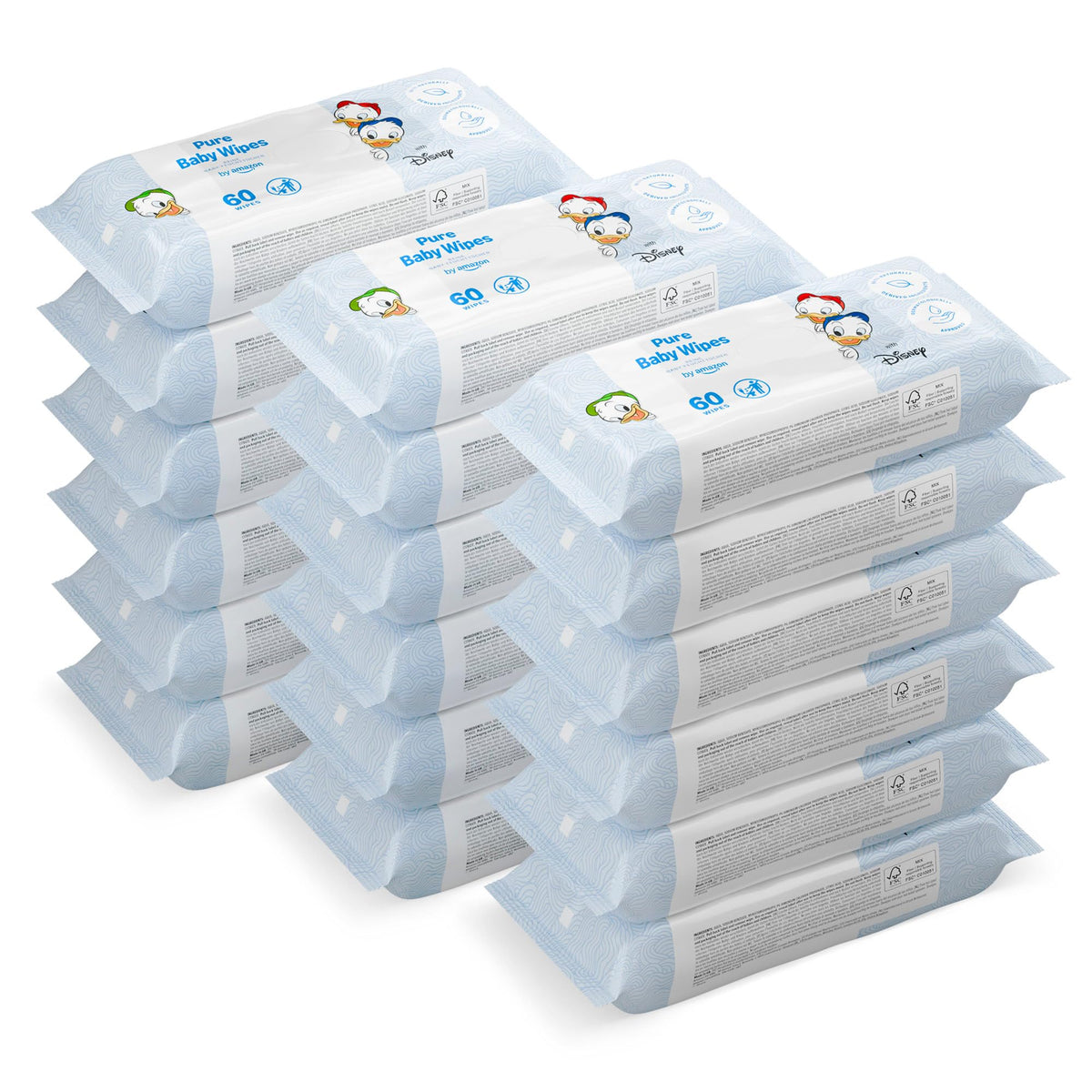 Amazon Disney Baby Wipes 99% Water - Unscented 1080 Wipes - 18 x 60 Pack - Damaged Box