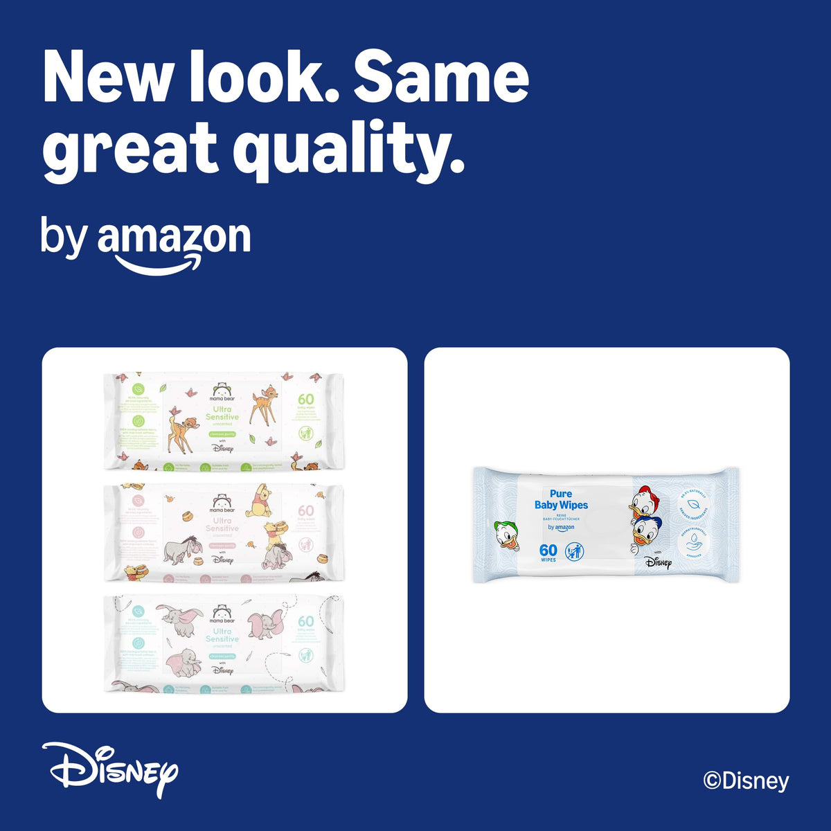 Amazon Disney Baby Wipes 99% Water - Unscented 1080 Wipes - 18 x 60 Pack - Damaged Box