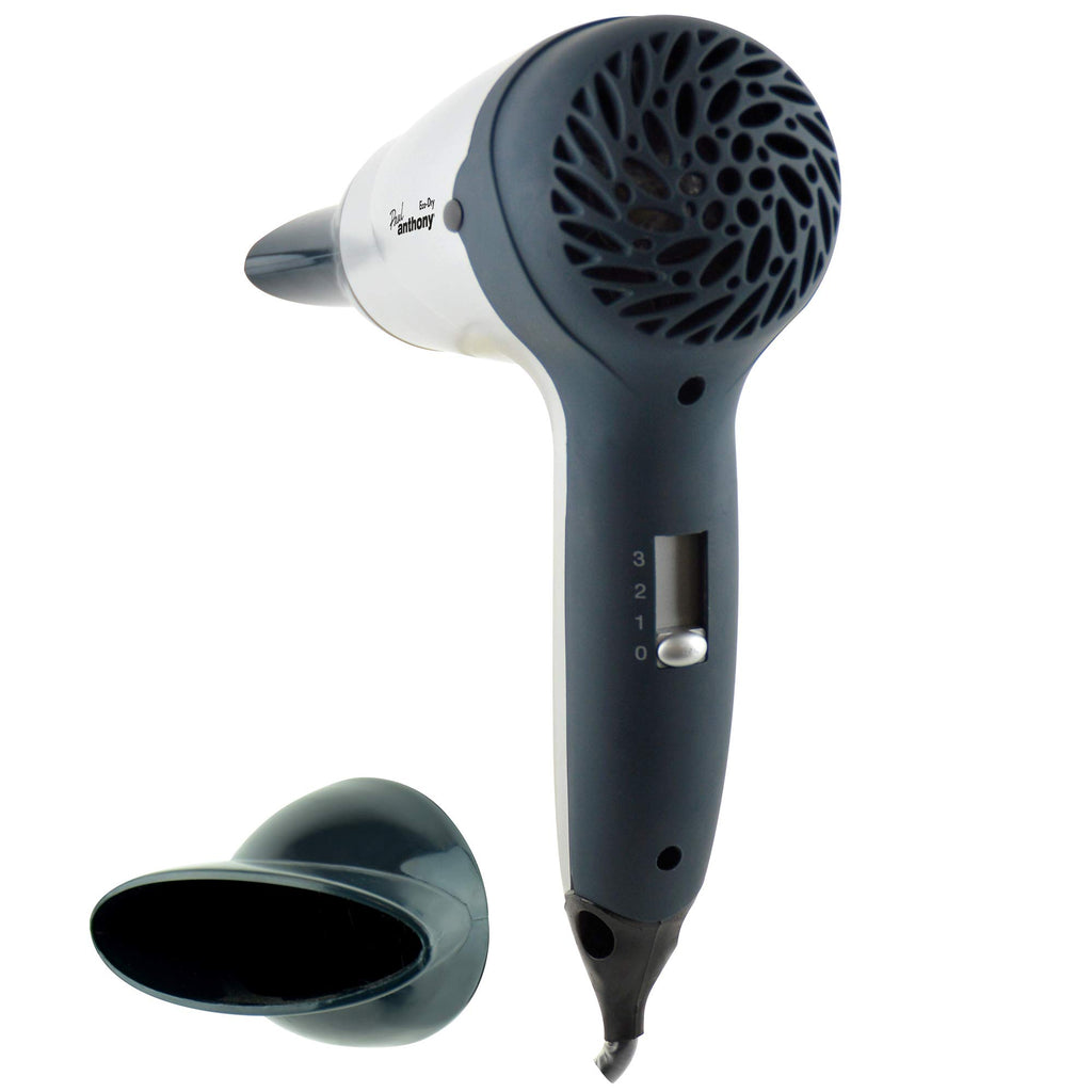Paul Anthony Eco-Dry 1600w Hair Dryer / 3 Heat Settings / 3 Speed Settings/Concentrator Nozzle/Safety Cut-Off/DC Motor - Silver - H1316 - Damaged Box
