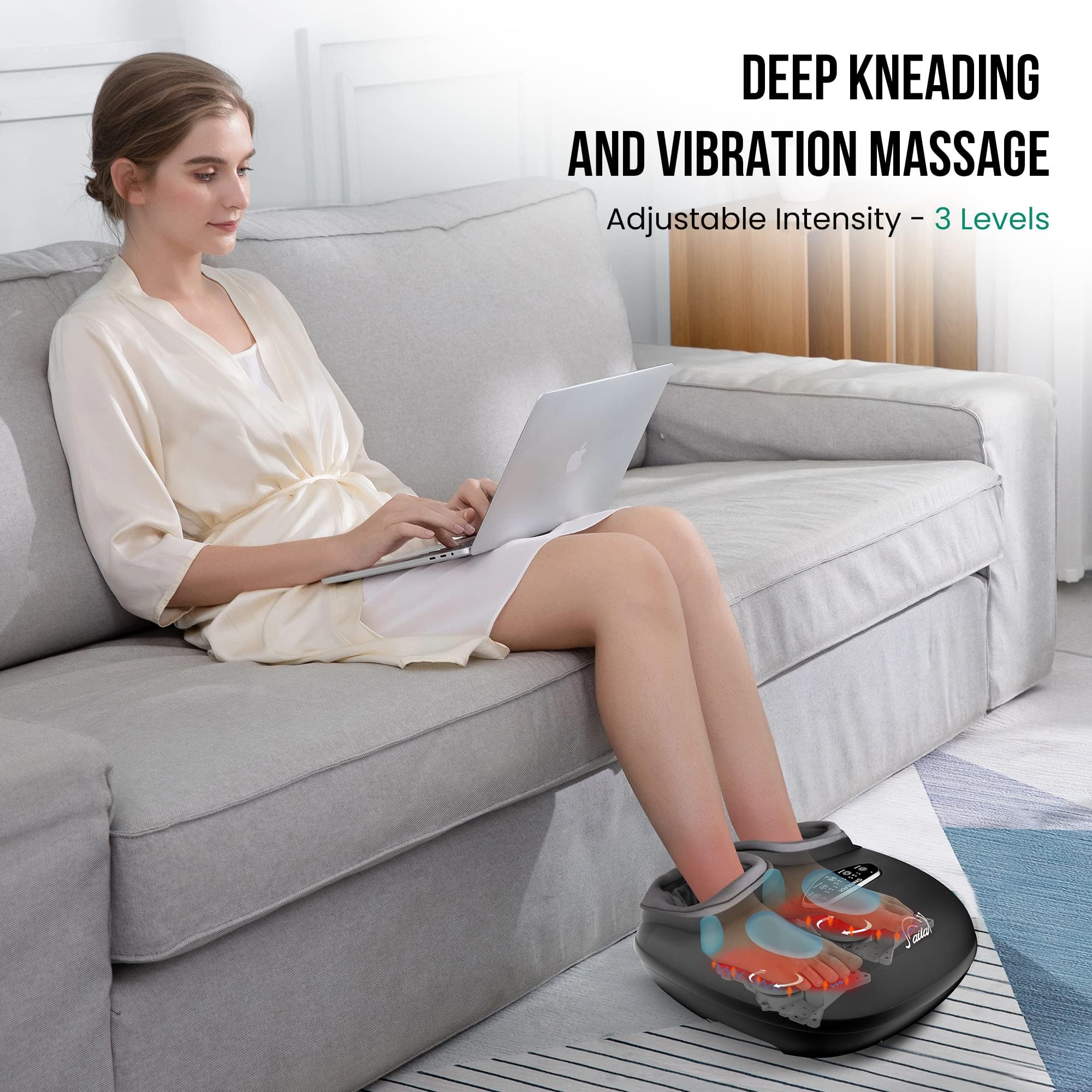 Snailax Shiatsu Foot Massager Machine with Heat, Deep Kneading, Compression, Vibration - Size 13 - Plantar Fasciitis, Neuropathy Foot Warmer - Very Good