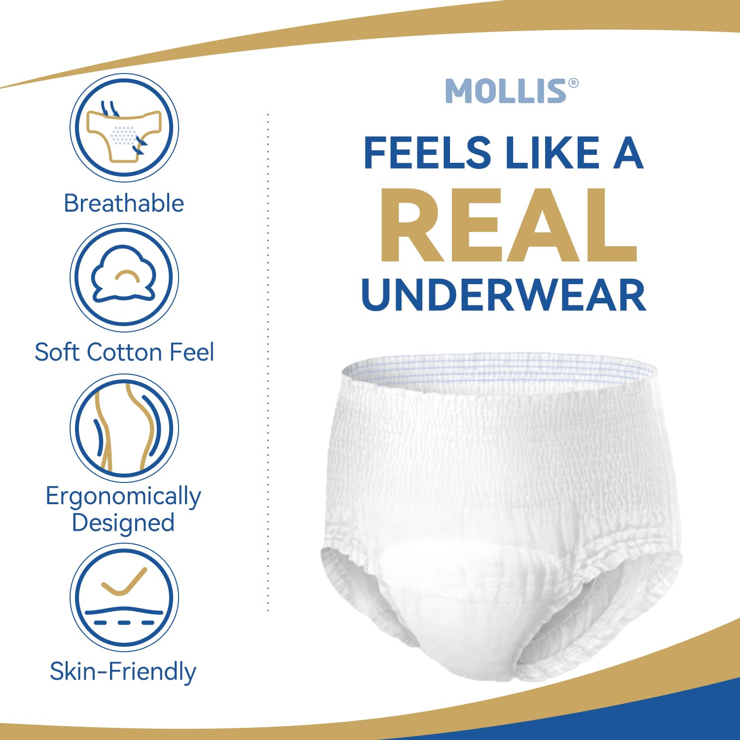 MOLLIS Incontinence Pants Adult Pull Up Nappies - X-Large - 16 Count - Damaged Box