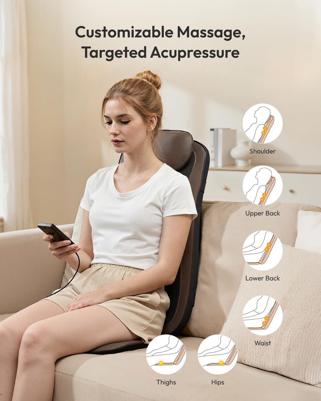 NEVVUE Back Massager Mat - 3D Deep Kneading Body Massage Chair Pad - Full Body Relaxation - Damaged Box