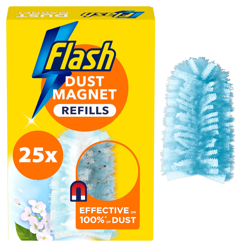 Flash Dust Magnet Duster Refills - Scented - 25 Units - Household Cleaning Dusting Wipes - Damaged Box