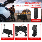 Rainberg Folding Trolley Cart - 120KG Capacity Wagon with Table Top, Adjustable Handle & Cover Bag - Black for Camping Picnic Shopping - Damaged Box