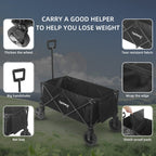 Rainberg Folding Trolley Cart - 120KG Capacity Wagon with Table Top, Adjustable Handle & Cover Bag - Black for Camping Picnic Shopping - Damaged Box