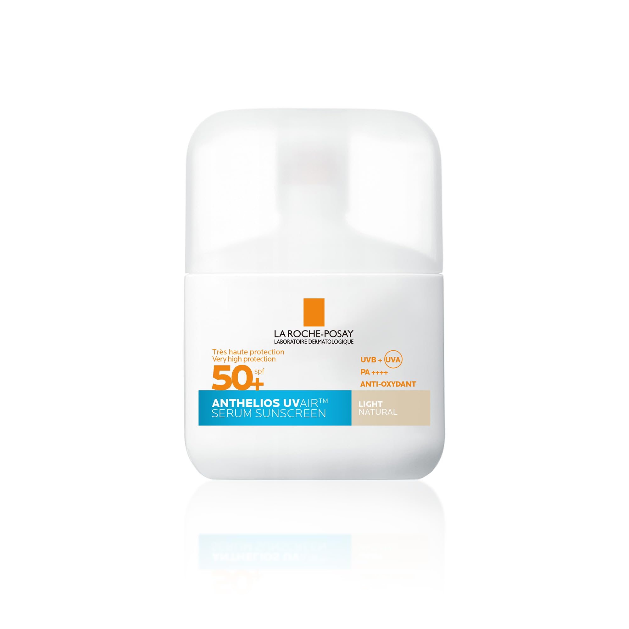 La Roche Posay Anthelios UVAIR Serum Sunscreen SPF50+ Light, Tinted Serum Sunscreen with Hyaluronic Acid, Niacinamide & Vitamin E, High UVA/UVB Protection for All Skin Types, 50ml - Damaged Box