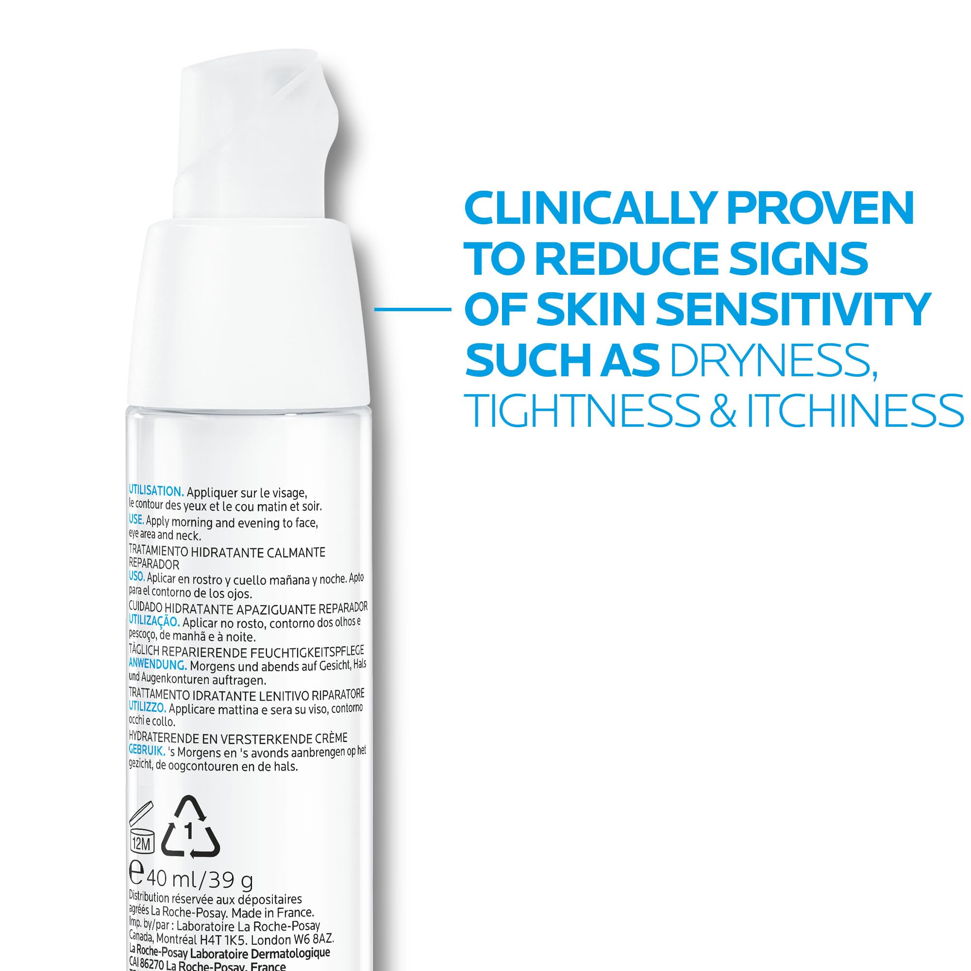 La Roche-Posay Toleriane Dermallergo Cream, Soothing Face Moisturiser, For Dry Ultra Sensitive Allergy Prone Skin, Shea Butter, Squalane, Microbiome Science, 40ml - Damaged Box