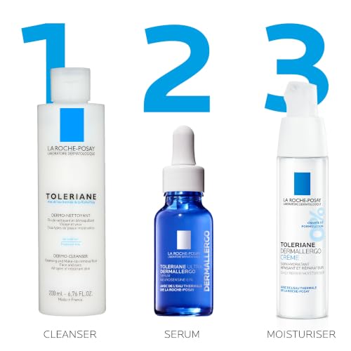 La Roche-Posay Toleriane Dermallergo Cream, Soothing Face Moisturiser, For Dry Ultra Sensitive Allergy Prone Skin, Shea Butter, Squalane, Microbiome Science, 40ml - Damaged Box