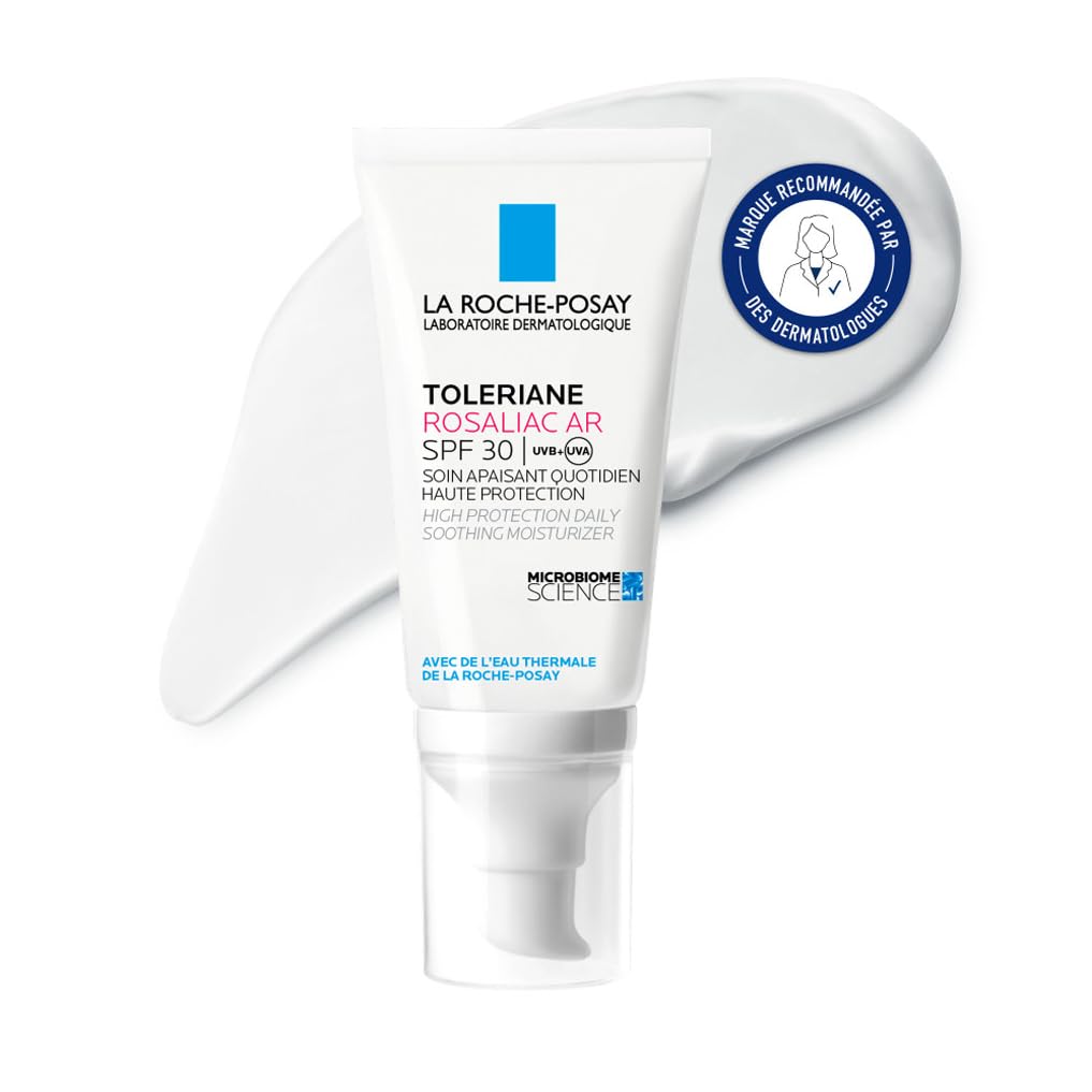 La Roche-Posay Toleriane Rosaliac AR SPF30 Moisturiser, Daily Soothing and Correcting Face Cream for Dry and Redness-Prone Sensitive Skin, with Glycerin, 50ml - Damaged Box