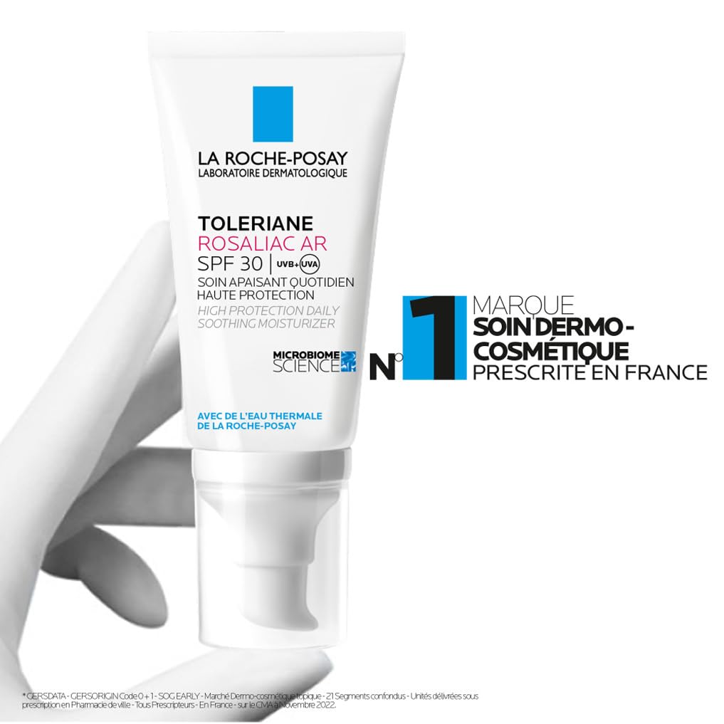 La Roche-Posay Toleriane Rosaliac AR SPF30 Moisturiser, Daily Soothing and Correcting Face Cream for Dry and Redness-Prone Sensitive Skin, with Glycerin, 50ml - Damaged Box