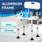 HOMCOM Shower Chair for Elderly & Disabled - Height Adjustable Bathroom Stool - White Aid Seat - Damaged Box