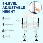 HOMCOM Shower Chair for Elderly & Disabled - Height Adjustable Bathroom Stool - White Aid Seat - Damaged Box