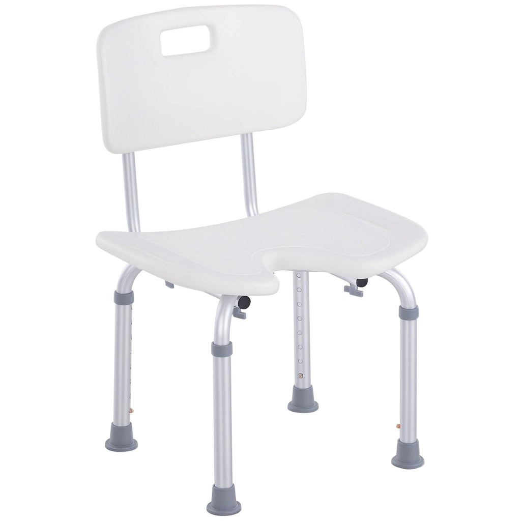 HOMCOM Shower Chair for Elderly & Disabled - Height Adjustable Bathroom Stool - White Aid Seat - Damaged Box