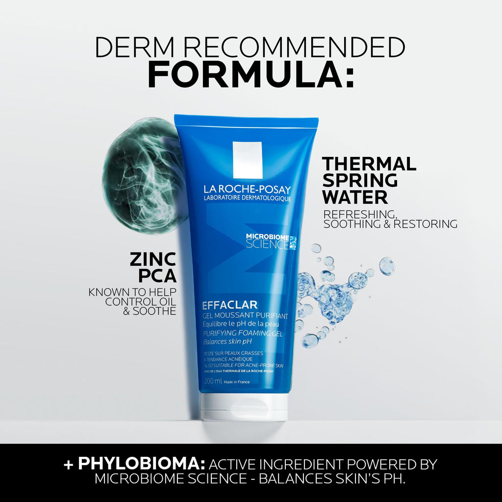 La Roche-Posay Effaclar Purifying Foaming Gel Cleanser, Deeply Cleanses and Reduces Blackheads for Oily and Blemish-Prone Sensitive Skin, with Zinc PCA, 200ml - New