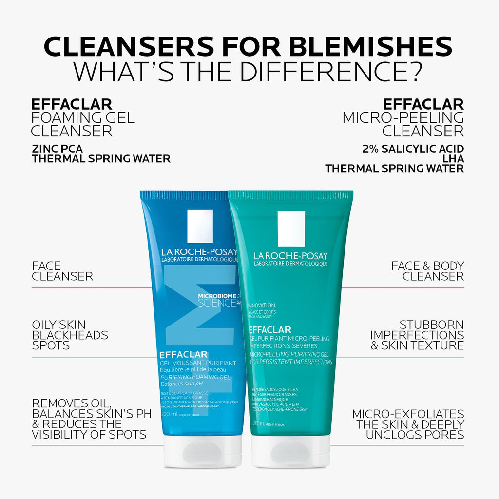 La Roche-Posay Effaclar Purifying Foaming Gel Cleanser, Deeply Cleanses and Reduces Blackheads for Oily and Blemish-Prone Sensitive Skin, with Zinc PCA, 200ml - New