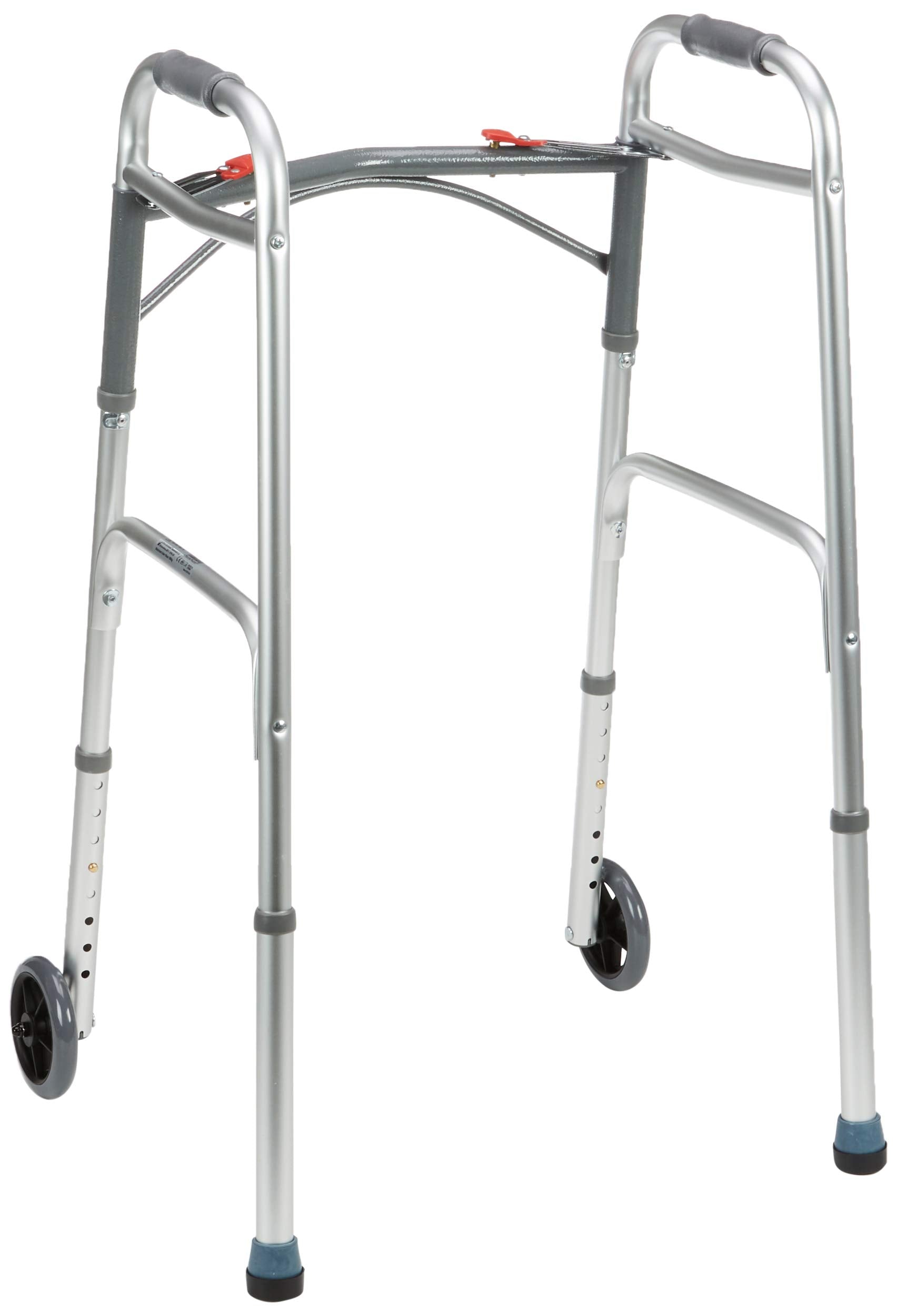 Drive Devilbiss Folding Lightweight Aluminium Walking Frame - Mobility Aid with Wheels - Adjustable Height Walker - Damaged Box