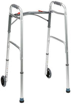 Drive Devilbiss Folding Lightweight Aluminium Walking Frame - Mobility Aid with Wheels - Adjustable Height Walker - Damaged Box