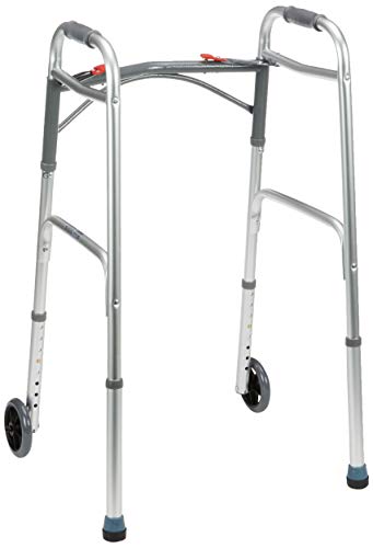 Drive Devilbiss Folding Lightweight Aluminium Walking Frame - Mobility Aid with Wheels - Adjustable Height Walker - Damaged Box