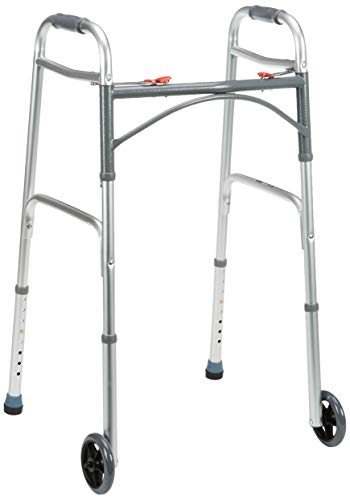Drive Devilbiss Folding Lightweight Aluminium Walking Frame - Mobility Aid with Wheels - Adjustable Height Walker - Damaged Box