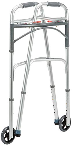 Drive Devilbiss Folding Lightweight Aluminium Walking Frame - Mobility Aid with Wheels - Adjustable Height Walker - Damaged Box