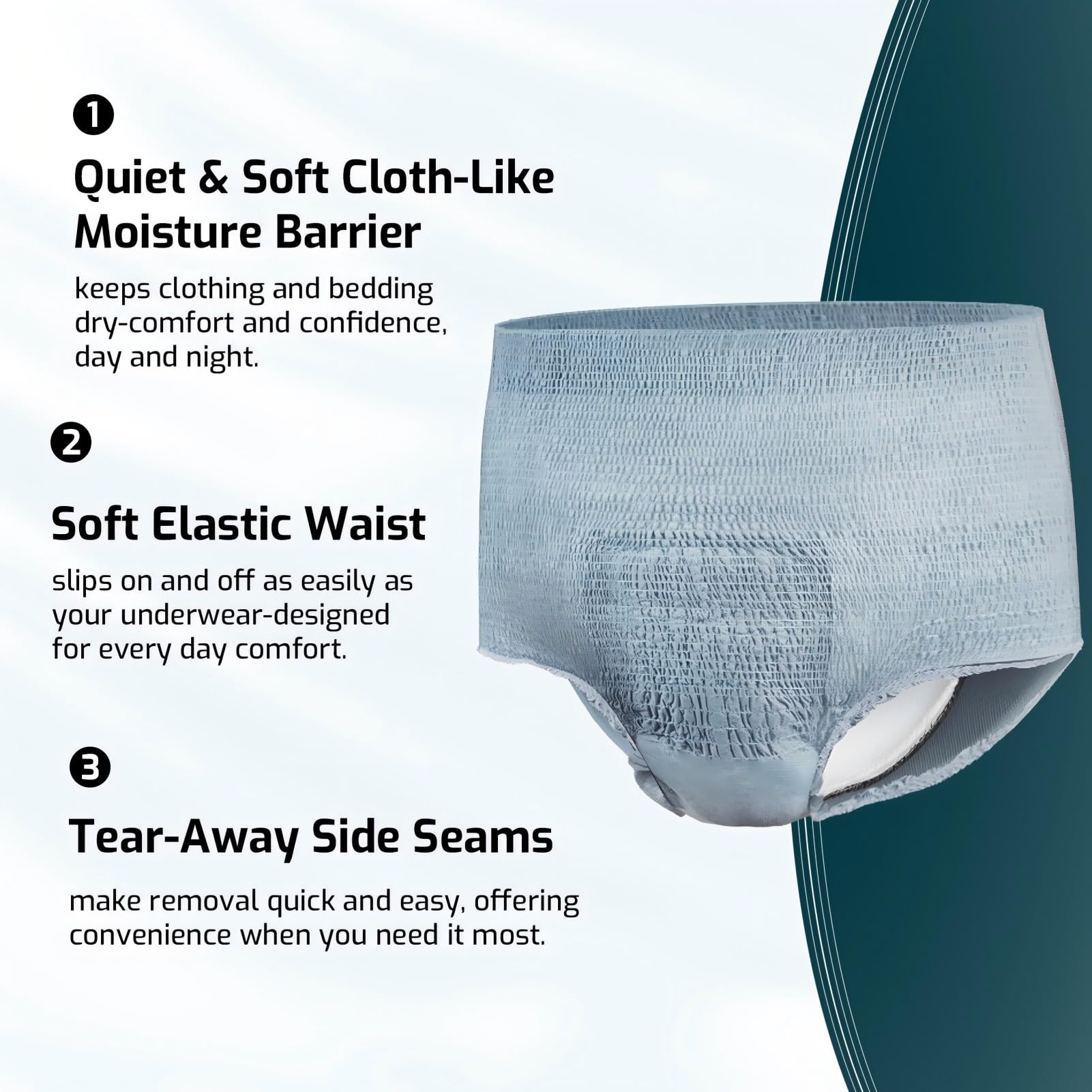 SUNKISS Incontinence Pants for Men, Comfortable, Grey, L, 120 Count(4x30) - Damaged Box