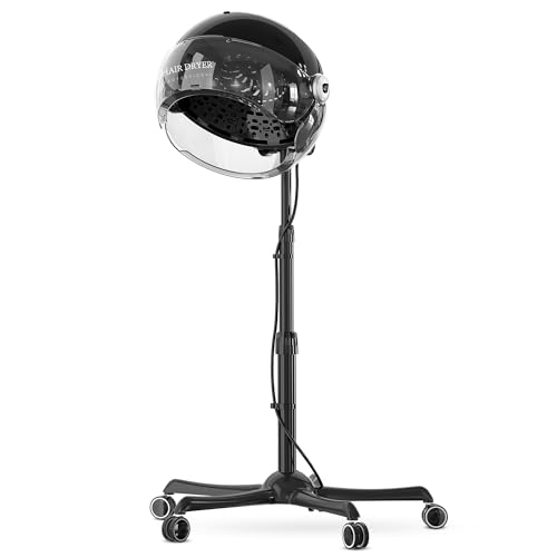 Hooded Dryer, Colliford Standing Hair Dryer, Hairdryer for Afro Hair, Professional Hood Dryer for Home & Salon, Heat Cap for Deep Conditioning, Ionic Hood Hair Dryer (Black) - Very Good