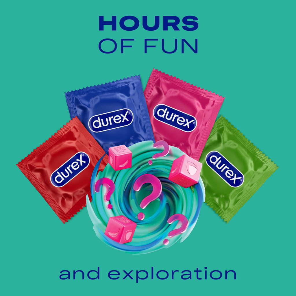 Durex Surprise Me Variety Pack Condoms - 40 Count - Thin Feel, Extra Safe, Pleasure Me, Tickle Me - Ribbed & Dotted Bulk Pack - Damaged Box