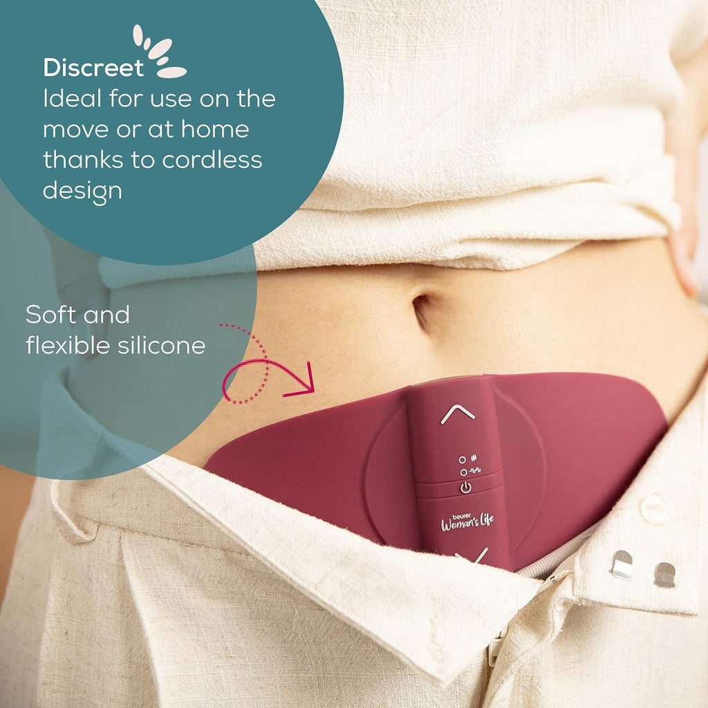 Beurer EM50 Menstrual Relax TENS & Heat Pad for Period Pain Relief - Rechargeable, 15 Intensity Levels - Damaged Box