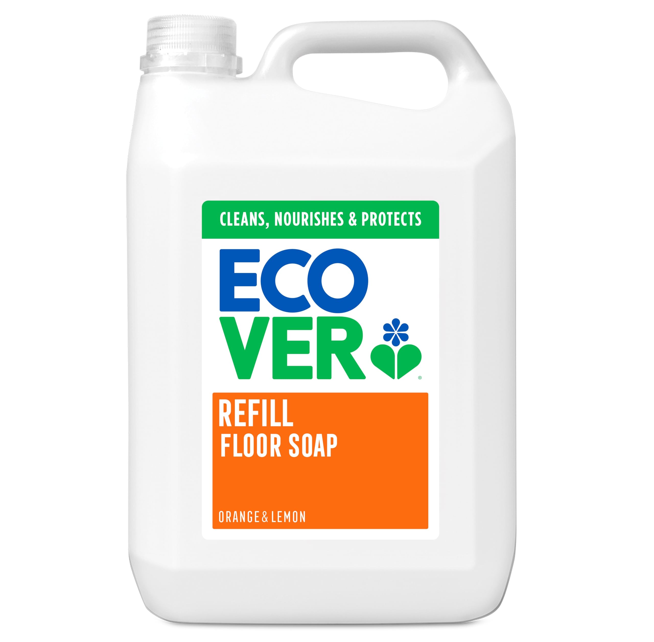 Ecover Floor Soap Refill - Orange & Lemon - 5L Hard Floor Cleaner - Eco-Friendly Liquid - Very Good
