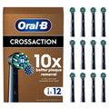 Oral-B Pro Cross Action Original Electric Toothbrush Heads - X-Shape Angled Bristles - Pack of 12 - Black - New